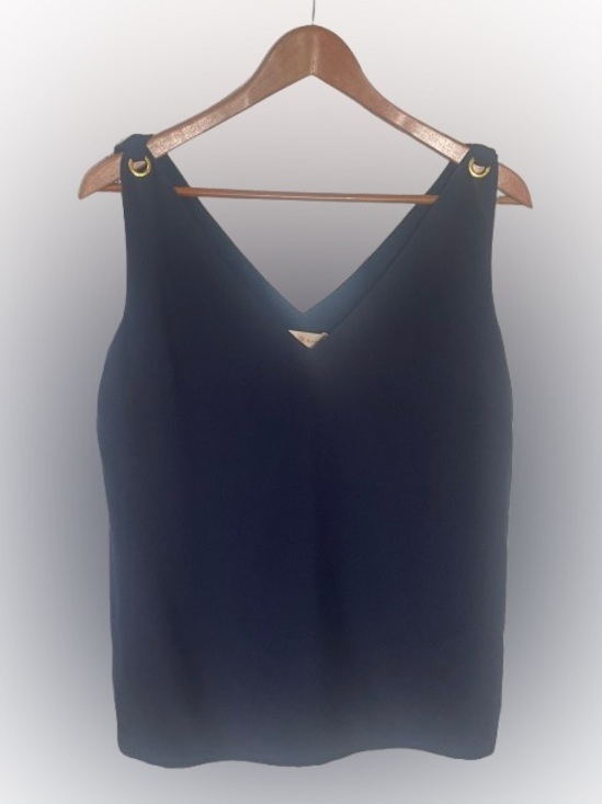 Tory Burch Tops - Tory Burch Blouse Top Silk 2 NWT New Lined Navy Sleeveless Designer Retail $298